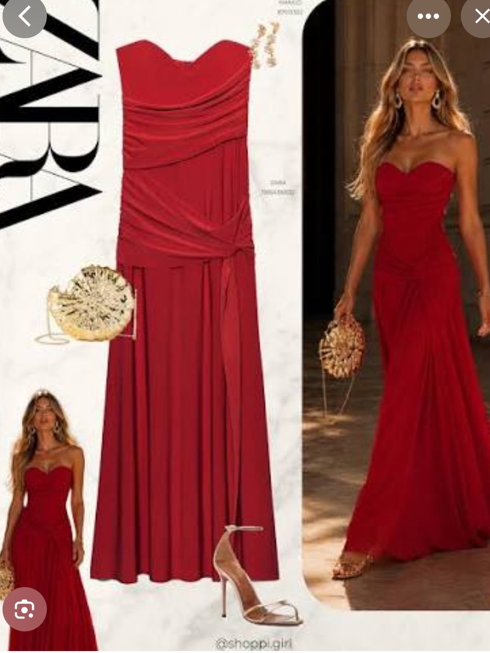 Zara Strapless Red Maxi Dress with Draped Bodice